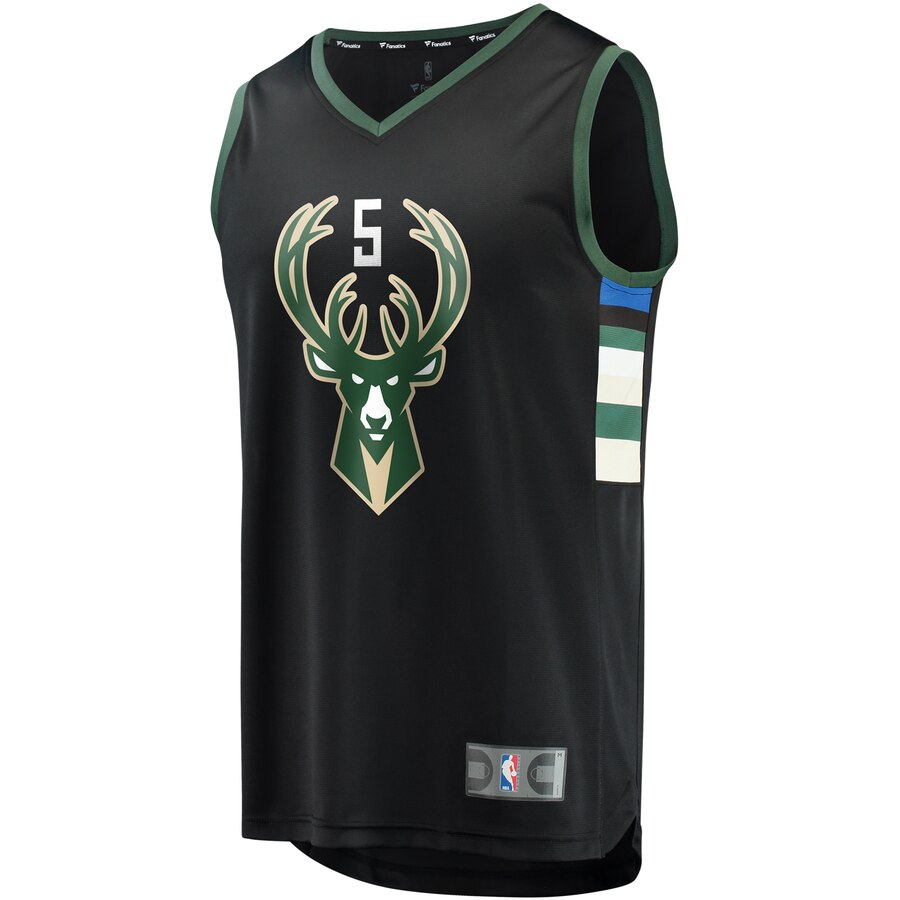 Alternative view of D.j. Wilson Milwaukee Bucks Fanatics Branded Youth Fast Break Replica Player Basketball Jersey - Statement Edition - Black