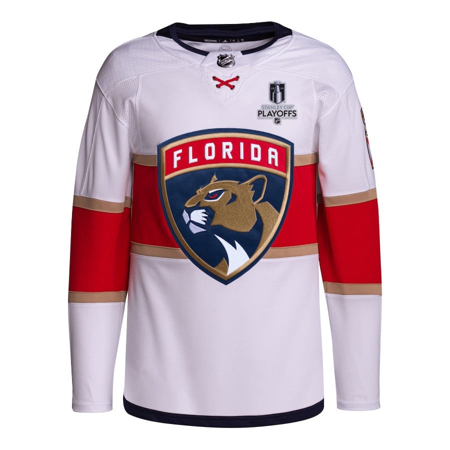 Alternative view of Dmitry Kulikov 7 Florida Panthers 2024 NHL Playoffs Patch Away Hockey Jersey Customized - Men, White - JS238 