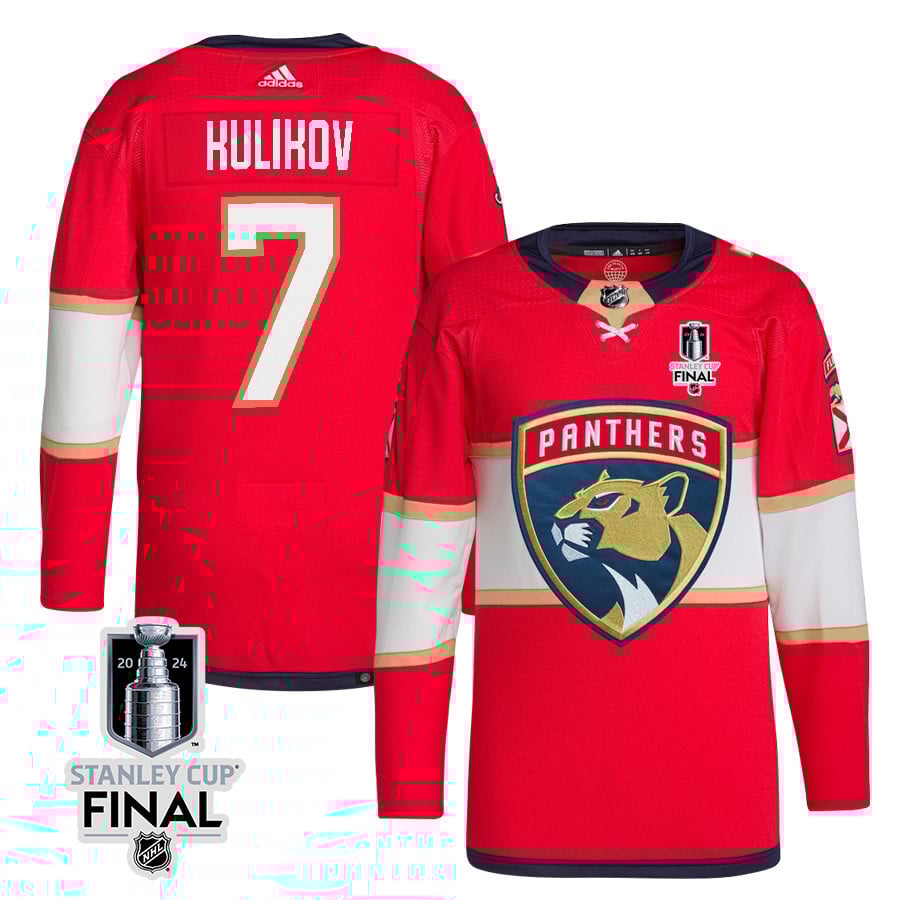 Dmitry Kulikov 7 Florida Panthers 2024 STANLEY CUP Final Home Breakaway Hockey Jersey - Men, Red - JS417 