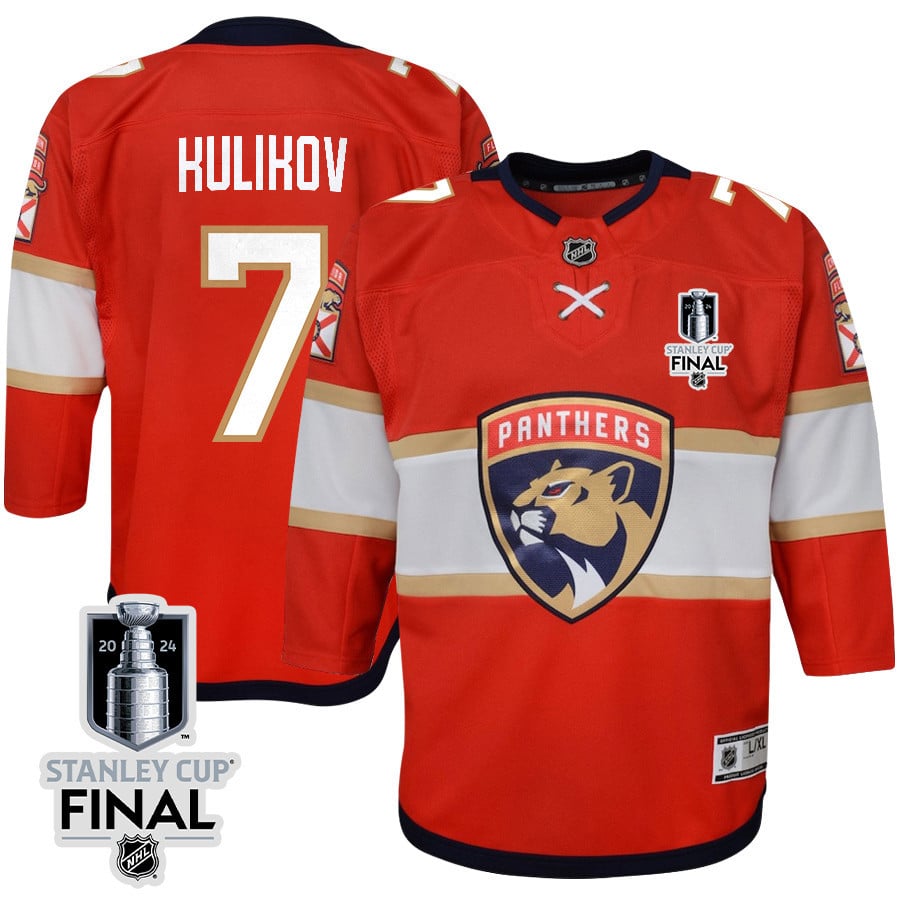 Dmitry Kulikov 7 Florida Panthers 2024 STANLEY CUP Final Youth Home Breakaway Hockey Jersey - Red - JS312 