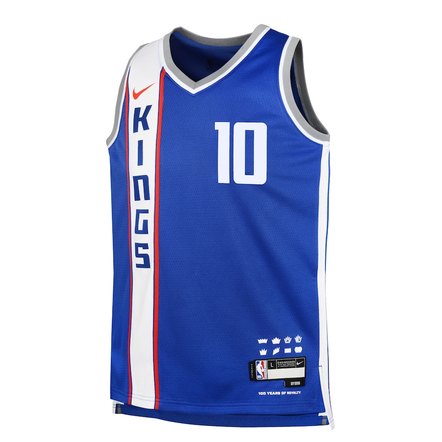 Alternative view of Domantas Sabonis 10 Sacramento Kings 2023/24 City Edition Swingman YOUTH Basketball Jersey - Blue - JS850 