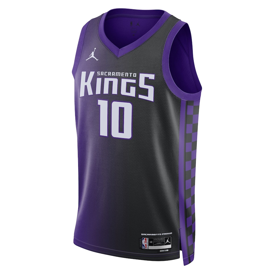 Alternative view of Domantas Sabonis 10 Sacramento Kings Unisex Swingman Basketball Jersey - Statement Edition - Purple/Black - JS879 