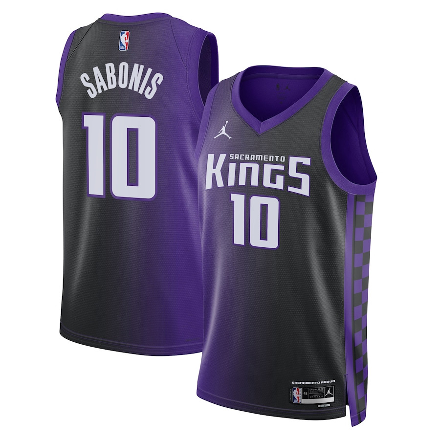 Domantas Sabonis 10 Sacramento Kings Unisex Swingman Basketball Jersey - Statement Edition - Purple/Black - JS879 