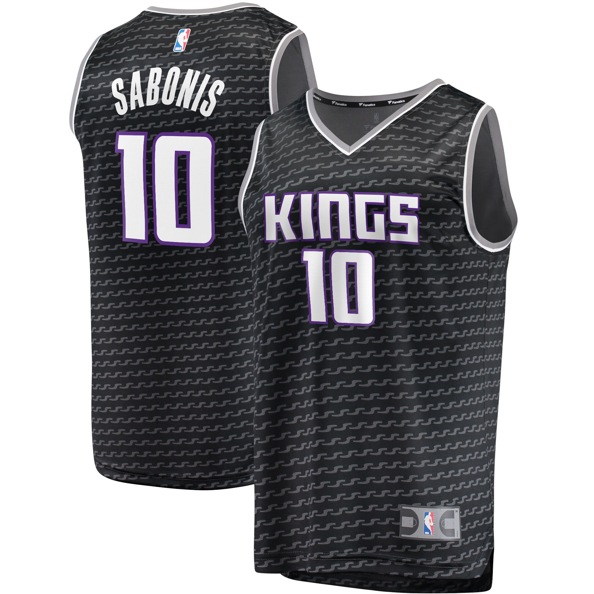 Alternative view of Domantas Sabonis Sacramento Kings Fanatics Branded Fast Break Replica Player Basketball Jersey - Statement Edition - Black