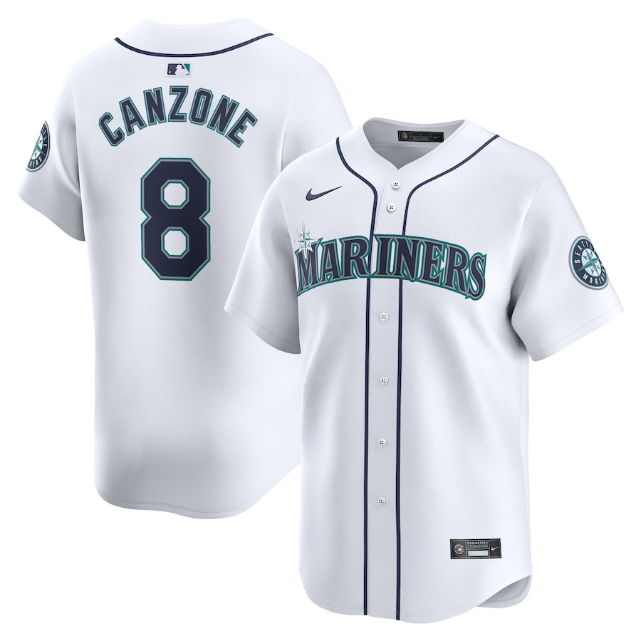 Dominic Canzone 8 Seattle Mariners Home Limited Player Men Baseball Jersey - White 