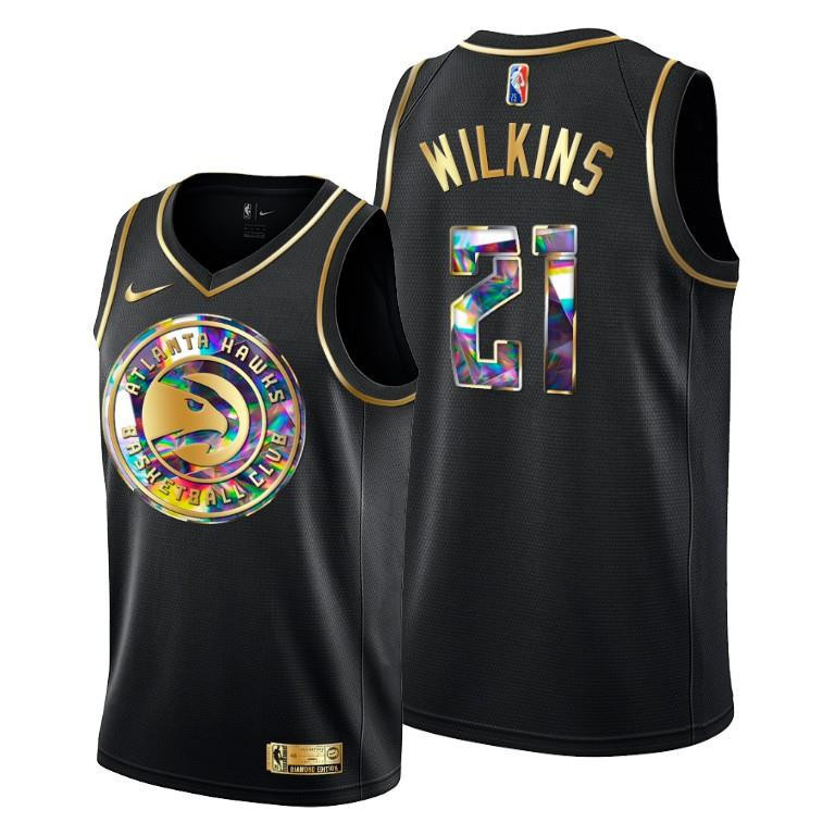 Dominique Wilkins 21 Atlanta Hawks 75th Anniversary Team Black Basketball Jersey - Men - JS236 