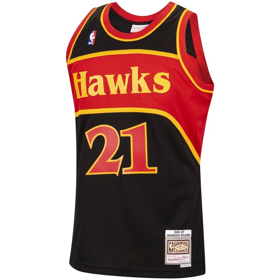Alternative view of Dominique Wilkins Atlanta Hawks Mitchell & Ness 1986-87 Hardwood Classics Reload Swingman Basketball Jersey - Black