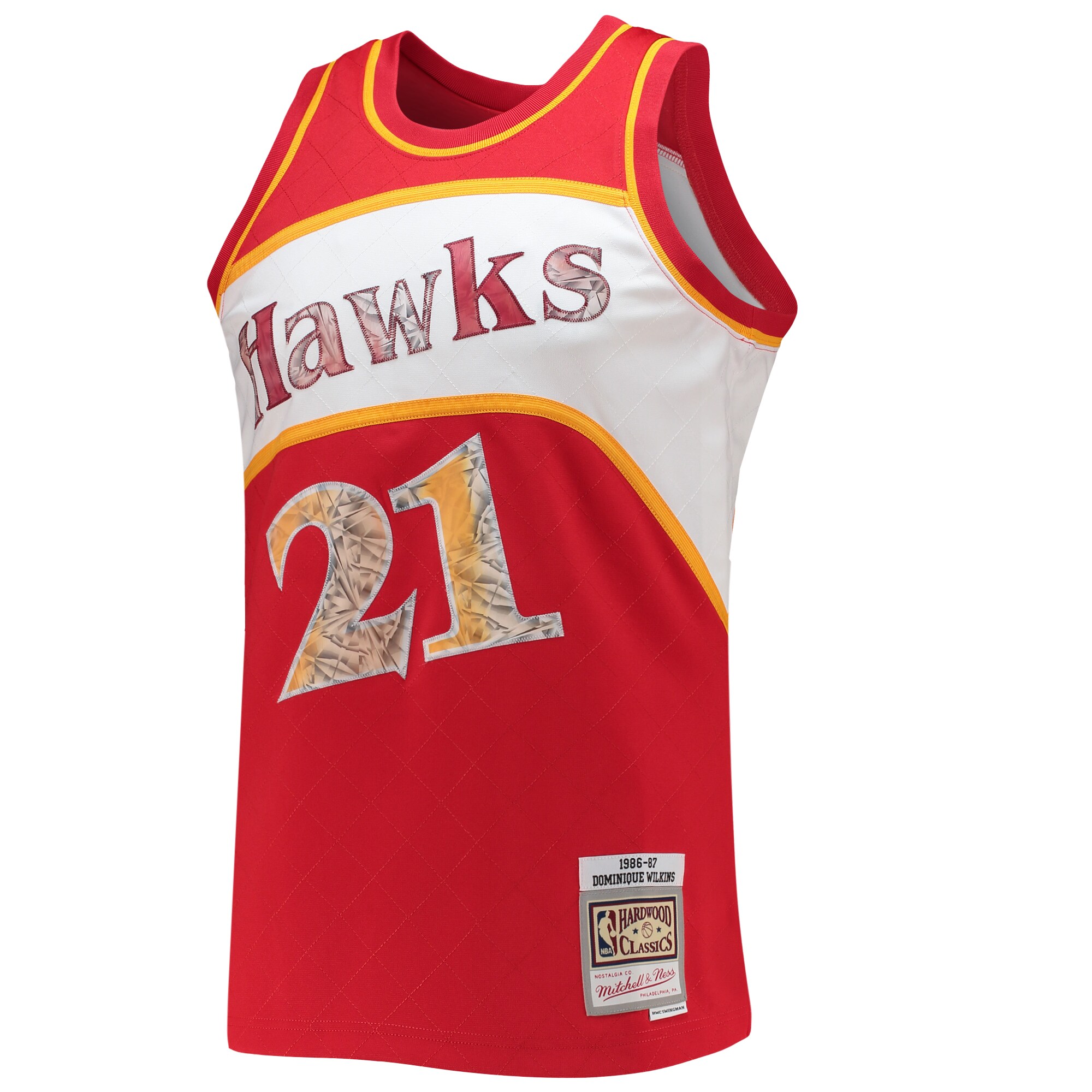 Alternative view of Dominique Wilkins Atlanta Hawks Mitchell & Ness 1986/87 Hardwood Classics Nba 75th Anniversary Diamond Swingman Basketball Jersey - Red