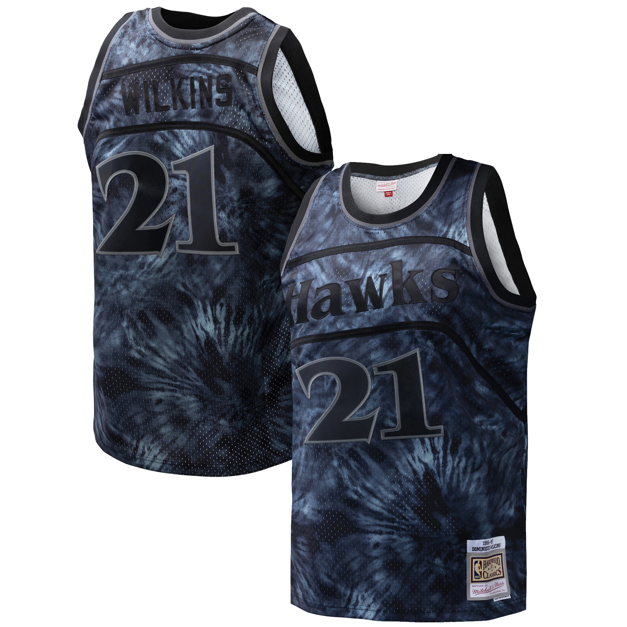 Dominique Wilkins Atlanta Hawks Mitchell & Ness Hardwood Classics 1986/87 Tie-dye Swingman Basketball Jersey - Black