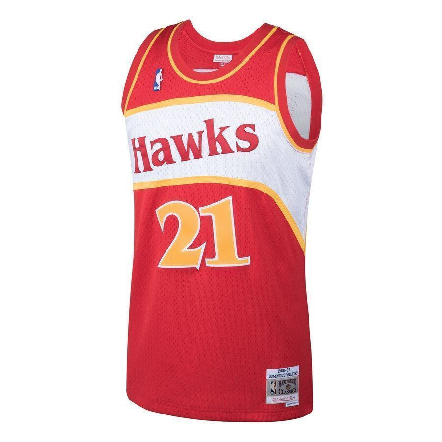 Alternative view of Dominique Wilkins Atlanta Hawks Mitchell & Ness 1986-87 Hardwood Classics Swingman Basketball Jersey - Red - JS781 