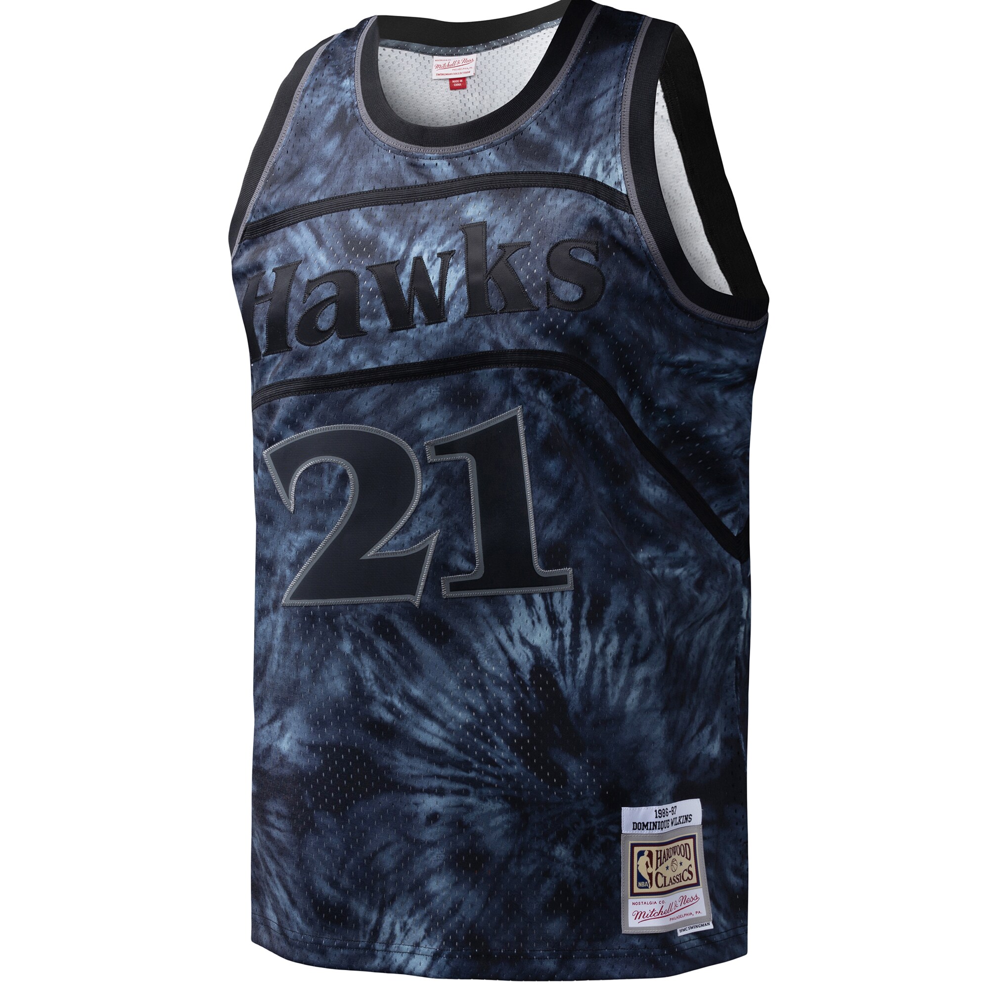 Alternative view of Dominique Wilkins Atlanta Hawks Mitchell & Ness Hardwood Classics 1986/87 Tie-dye Swingman Basketball Jersey - Black
