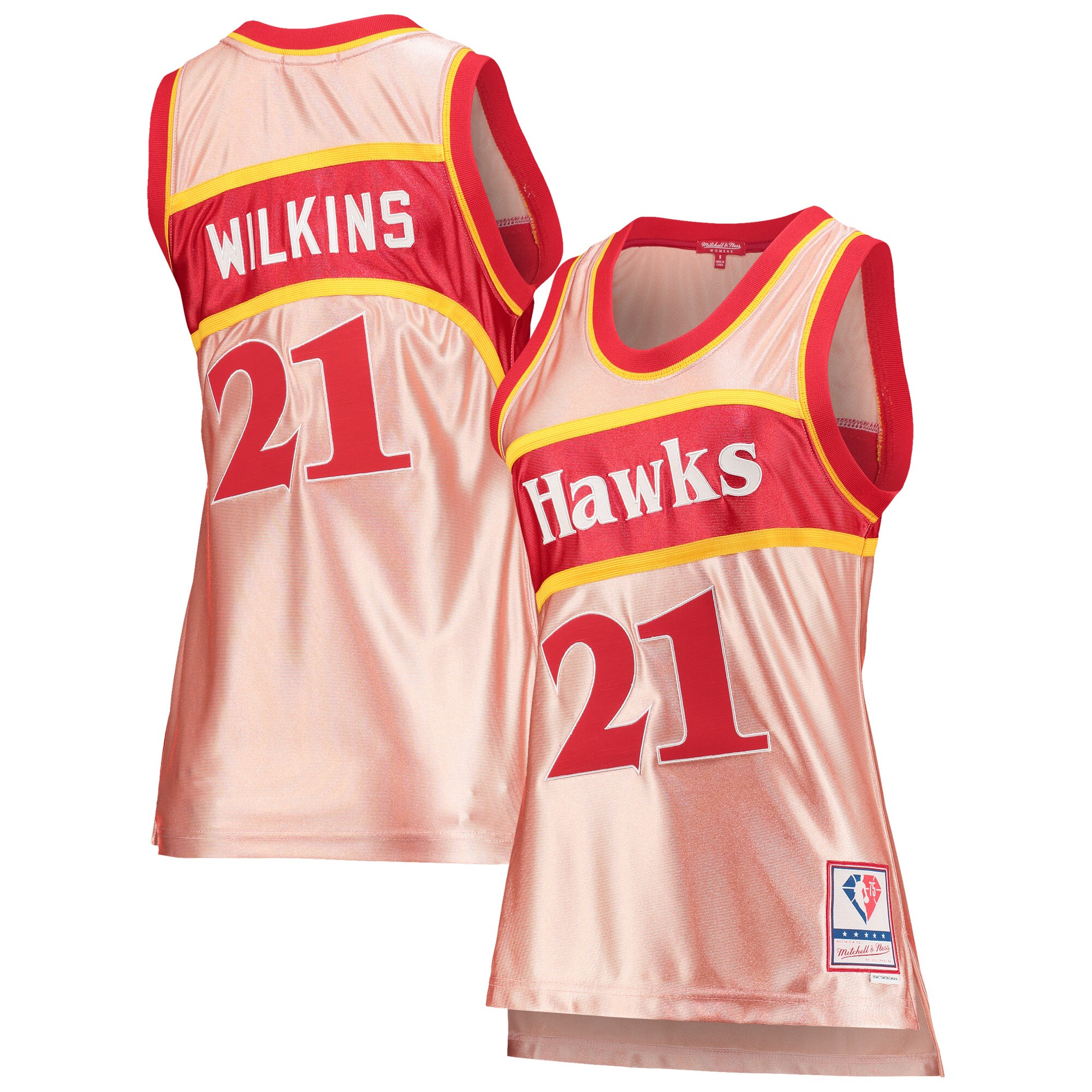 Dominique Wilkins Atlanta Hawks Mitchell & Ness Women's 75th Anniversary Rose Gold 1986 Swingman Basketball Jersey - Pink