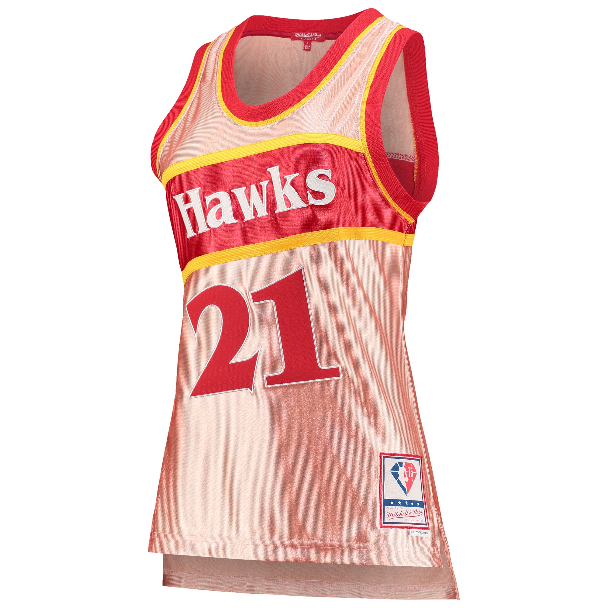 Alternative view of Dominique Wilkins Atlanta Hawks Mitchell & Ness Women's 75th Anniversary Rose Gold 1986 Swingman Basketball Jersey - Pink