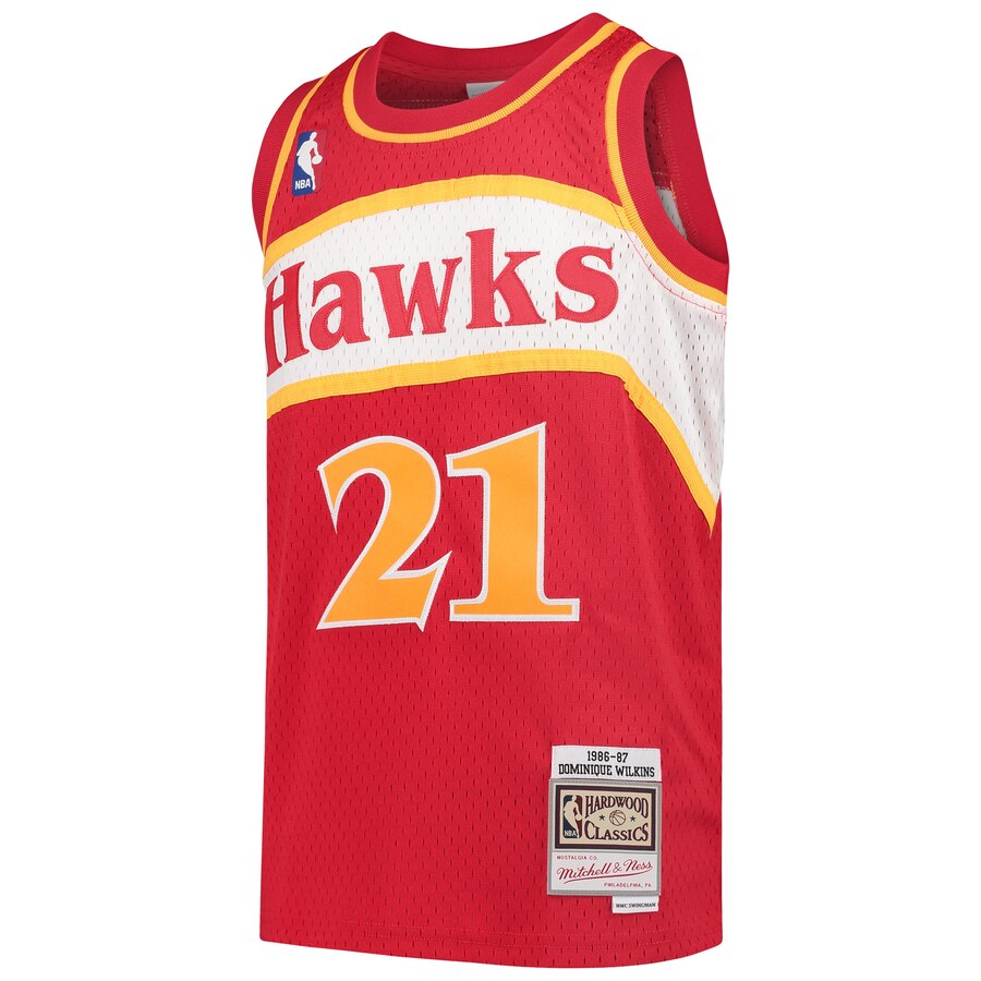 Alternative view of Dominique Wilkins Atlanta Hawks Mitchell & Ness Youth 1986-87 Hardwood Classics Swingman Throwback Basketball Jersey - Red