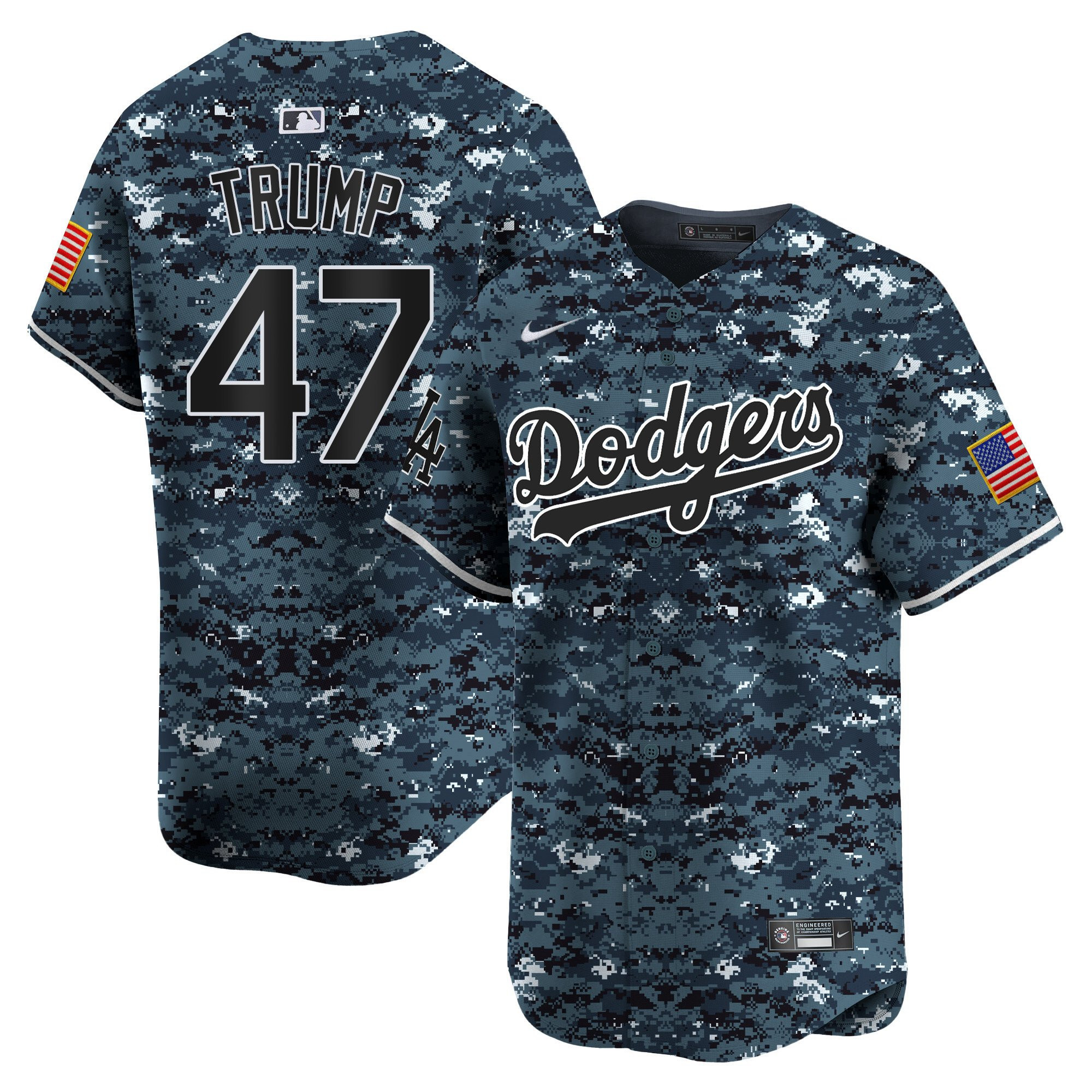 Donald Trump 47 Los Angeles Dodgers USMC Alternate Limited Men Baseball Jersey - Navy 