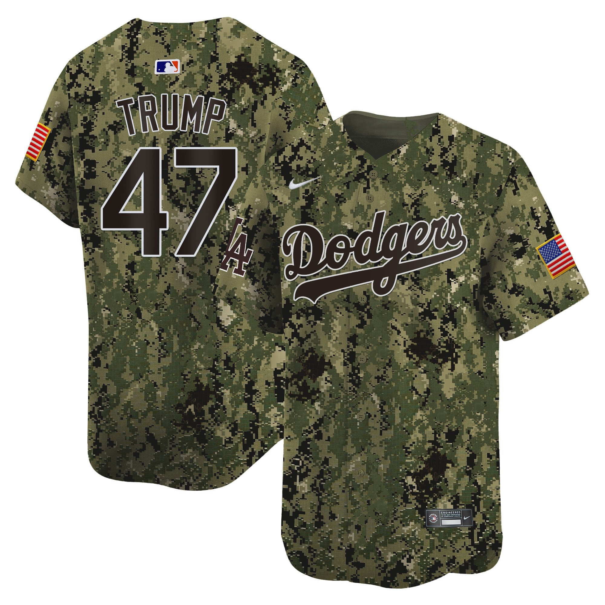 Donald Trump 47 Los Angeles Dodgers USMC Alternate Limited Men Baseball Jersey - Woodland 