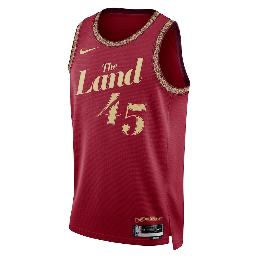 Alternative view of Donovan Mitchell 45 Cleveland Cavaliers 2023/24 City Edition Swingman Basketball Jersey - Wine - JS838