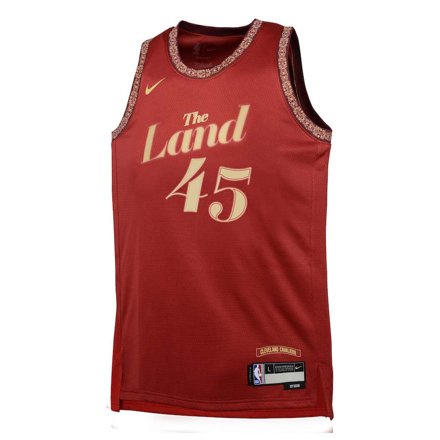 Alternative view of Donovan Mitchell 45 Cleveland Cavaliers 2023/24 City Edition Swingman YOUTH Basketball Jersey - Wine - JS535