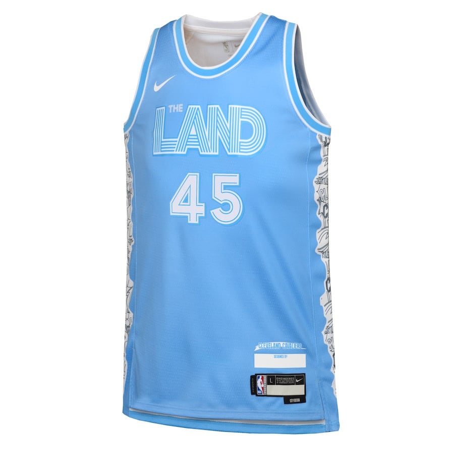 Alternative view of Donovan Mitchell 45 Cleveland Cavaliers 2024/25 Swingman Player YOUTH Basketball Jersey - City Edition - Light Blue - JS440