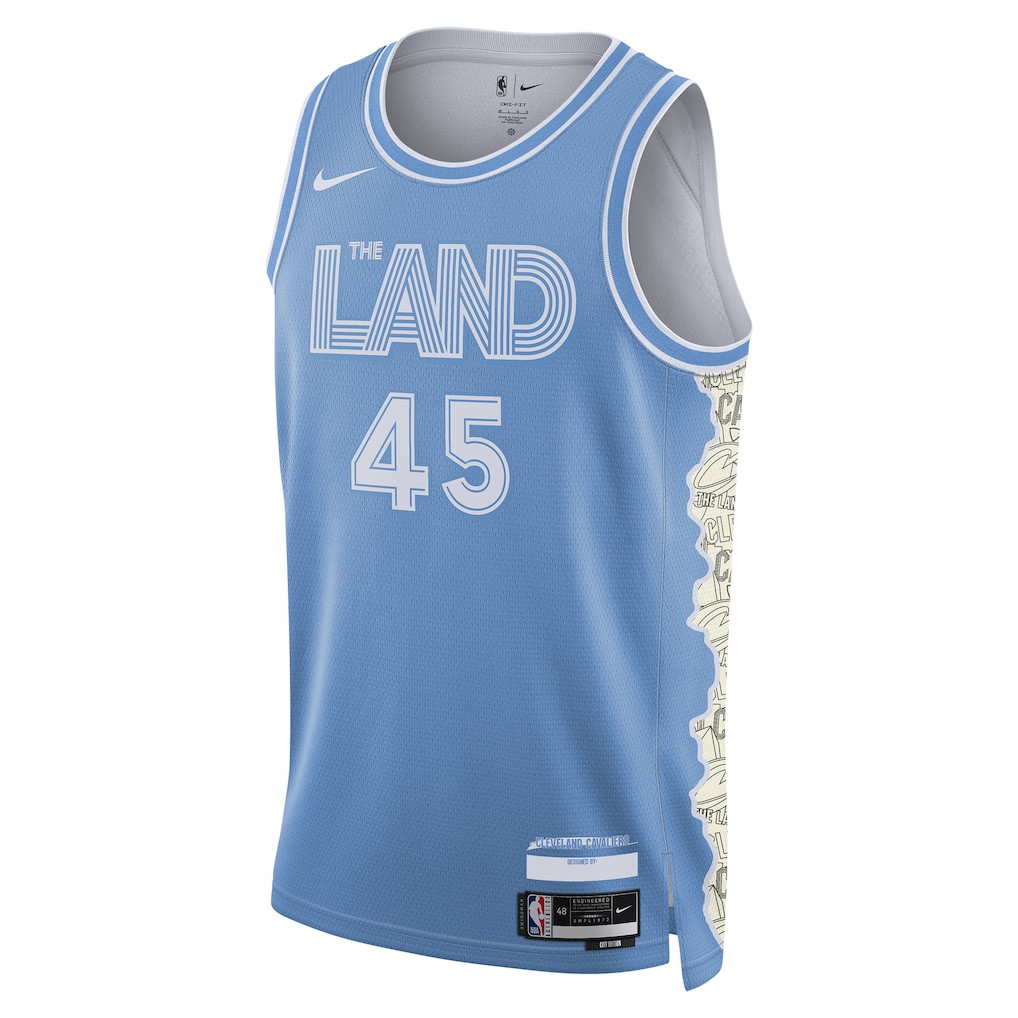 Alternative view of Donovan Mitchell 45 Cleveland Cavaliers Unisex 2024/25 Swingman Player Basketball Jersey - City Edition - Light Blue - JS845