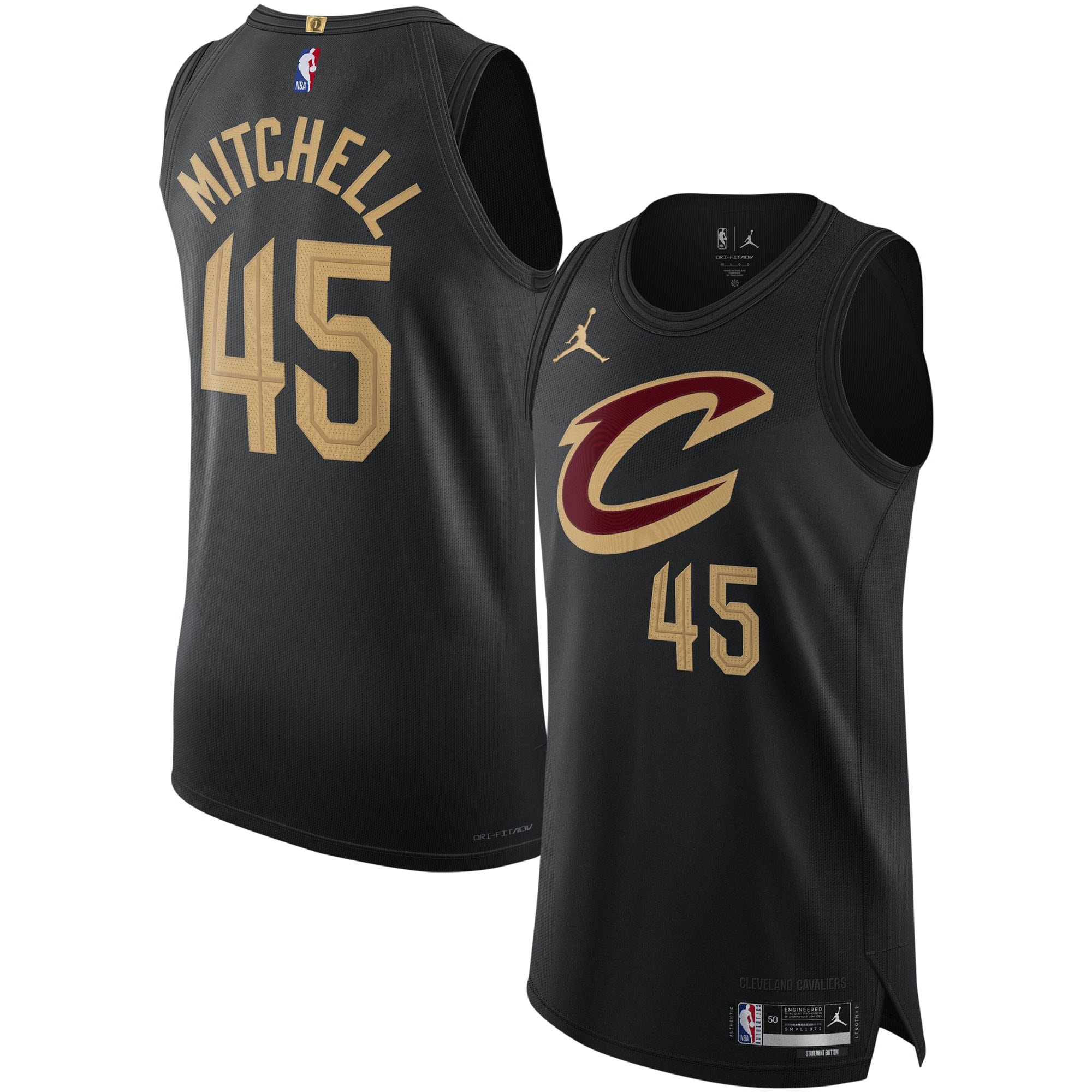 Donovan Mitchell Cleveland Cavaliers Jordan Brand Authentic Player Basketball Jersey - Statement Edition - Black