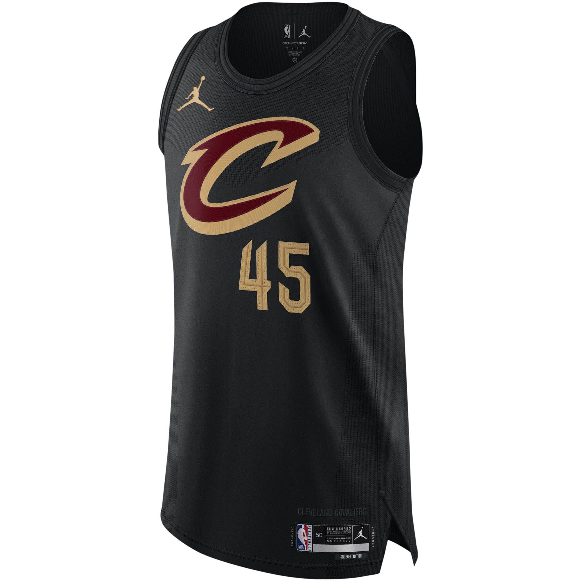 Alternative view of Donovan Mitchell Cleveland Cavaliers Jordan Brand Authentic Player Basketball Jersey - Statement Edition - Black