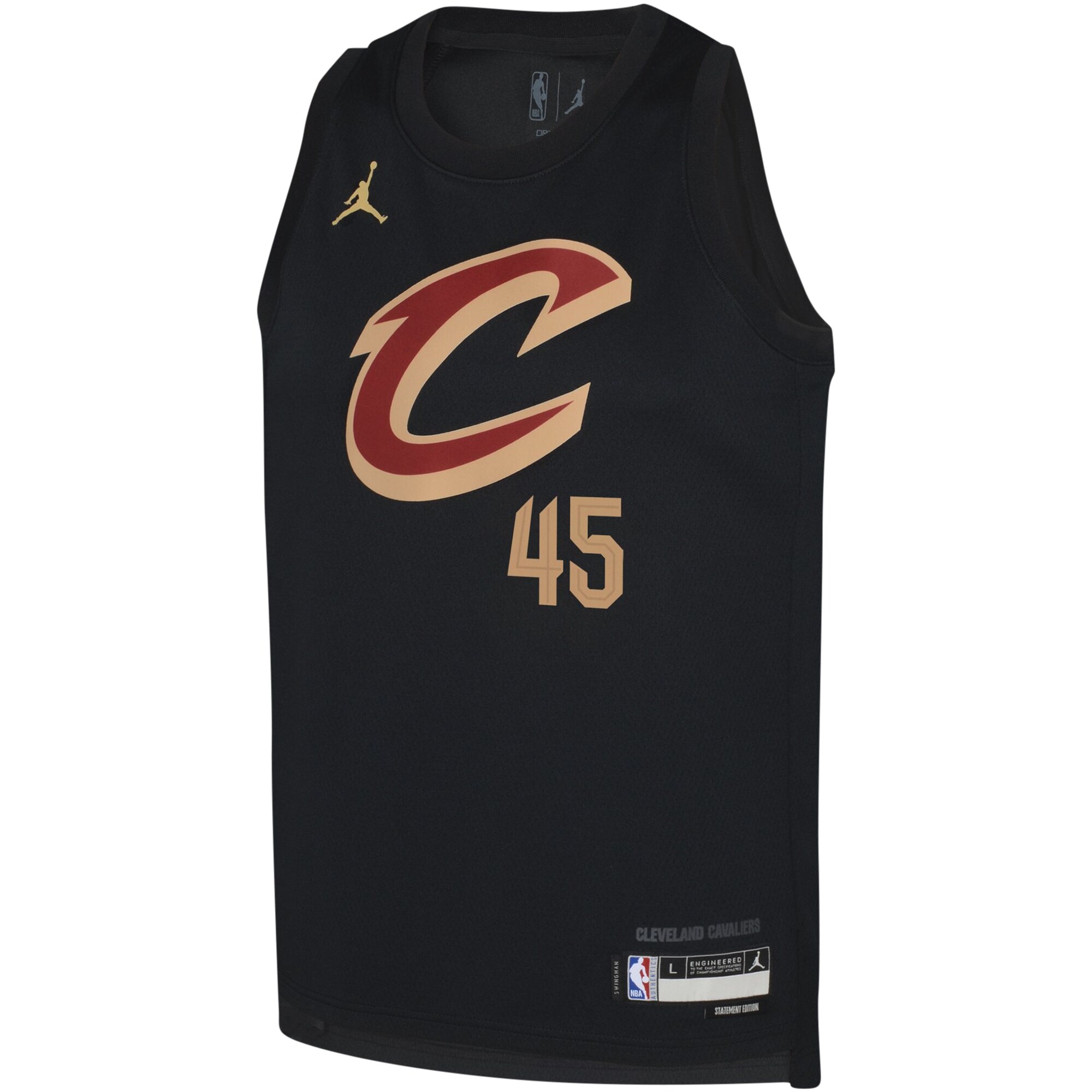 Alternative view of Donovan Mitchell Cleveland Cavaliers Jordan Brand Youth Swingman Basketball Jersey - Statement - Black