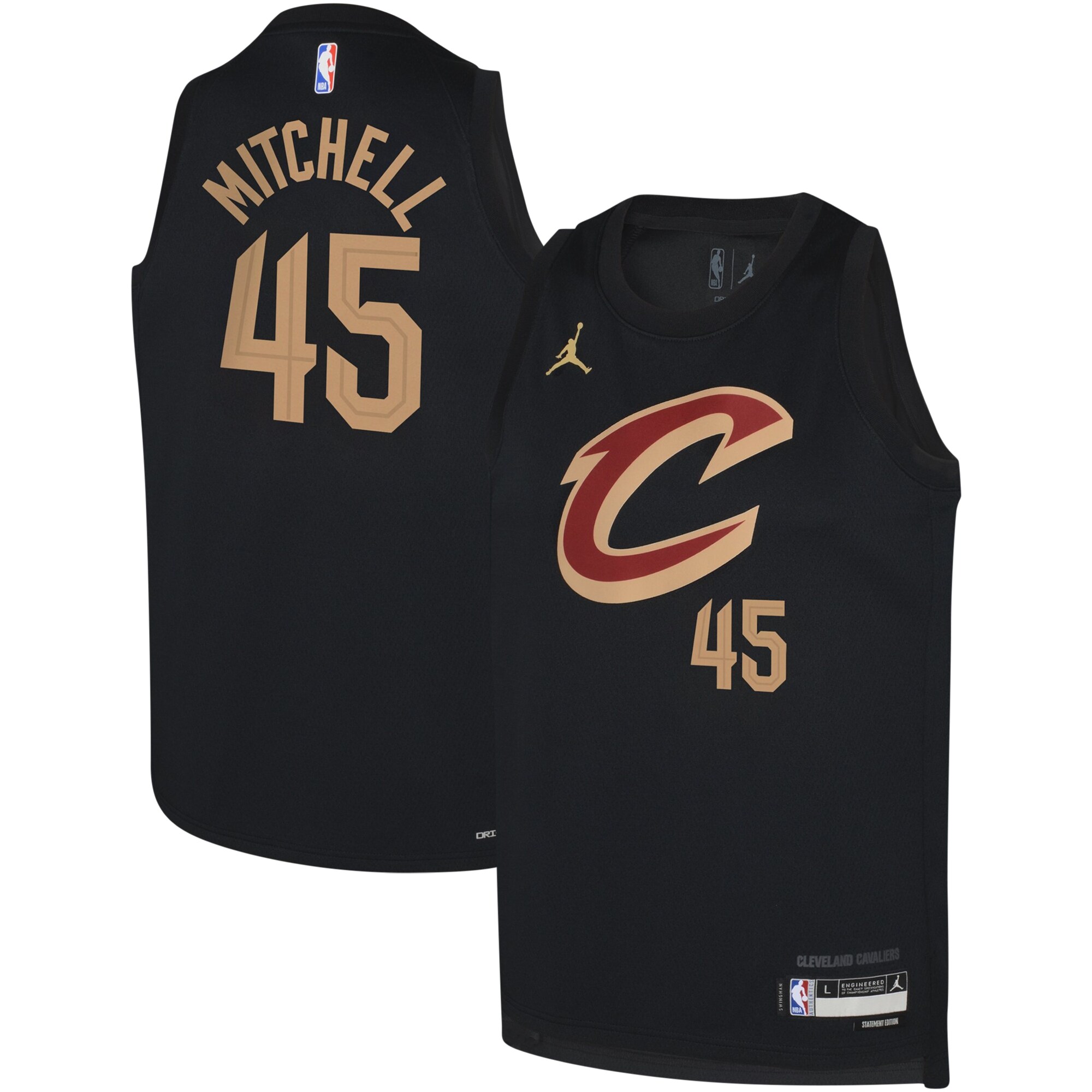 Donovan Mitchell Cleveland Cavaliers Jordan Brand Youth Swingman Basketball Jersey - Statement - Black