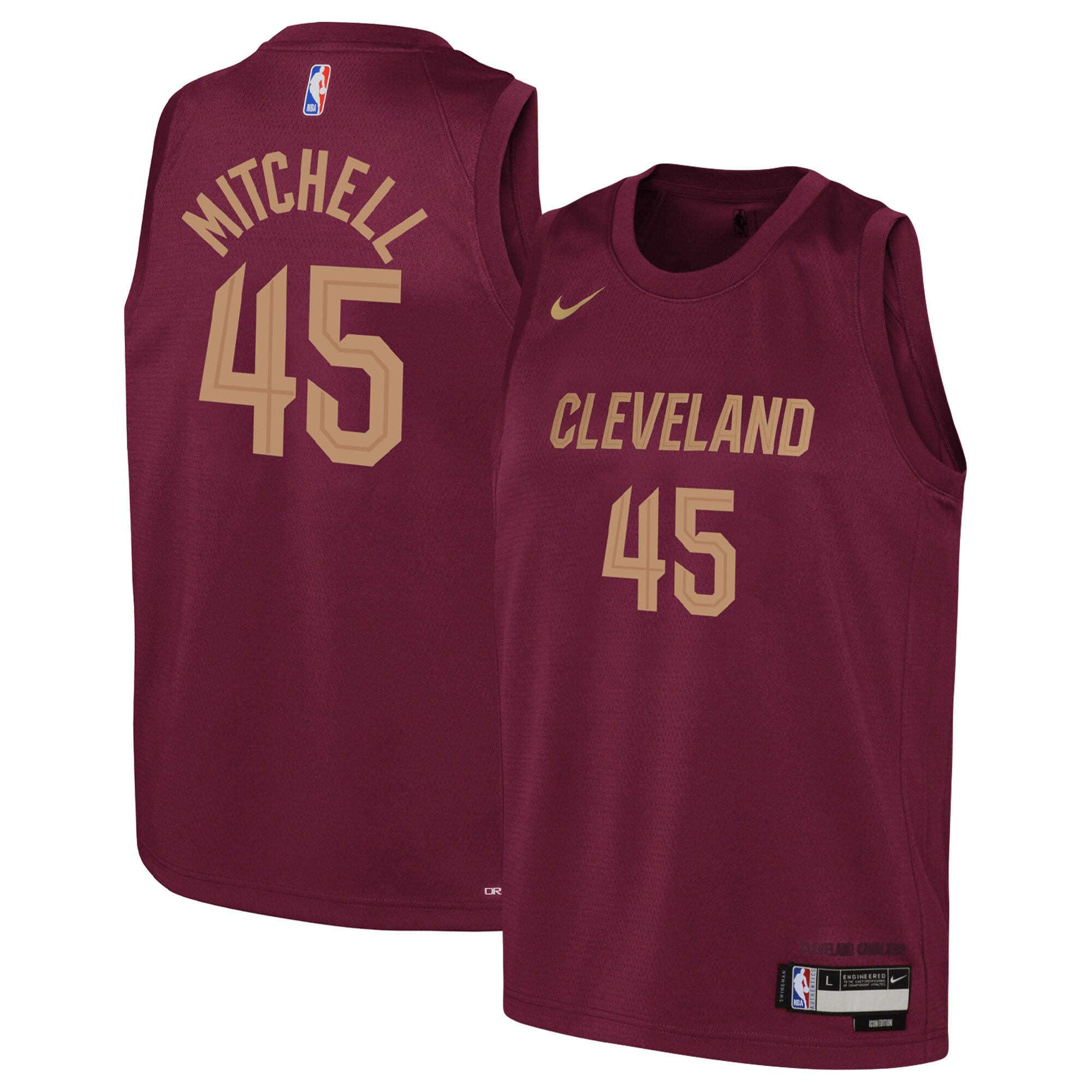 Donovan Mitchell Cleveland Cavaliers Youth Swingman Basketball Jersey - Icon Edition - Wine
