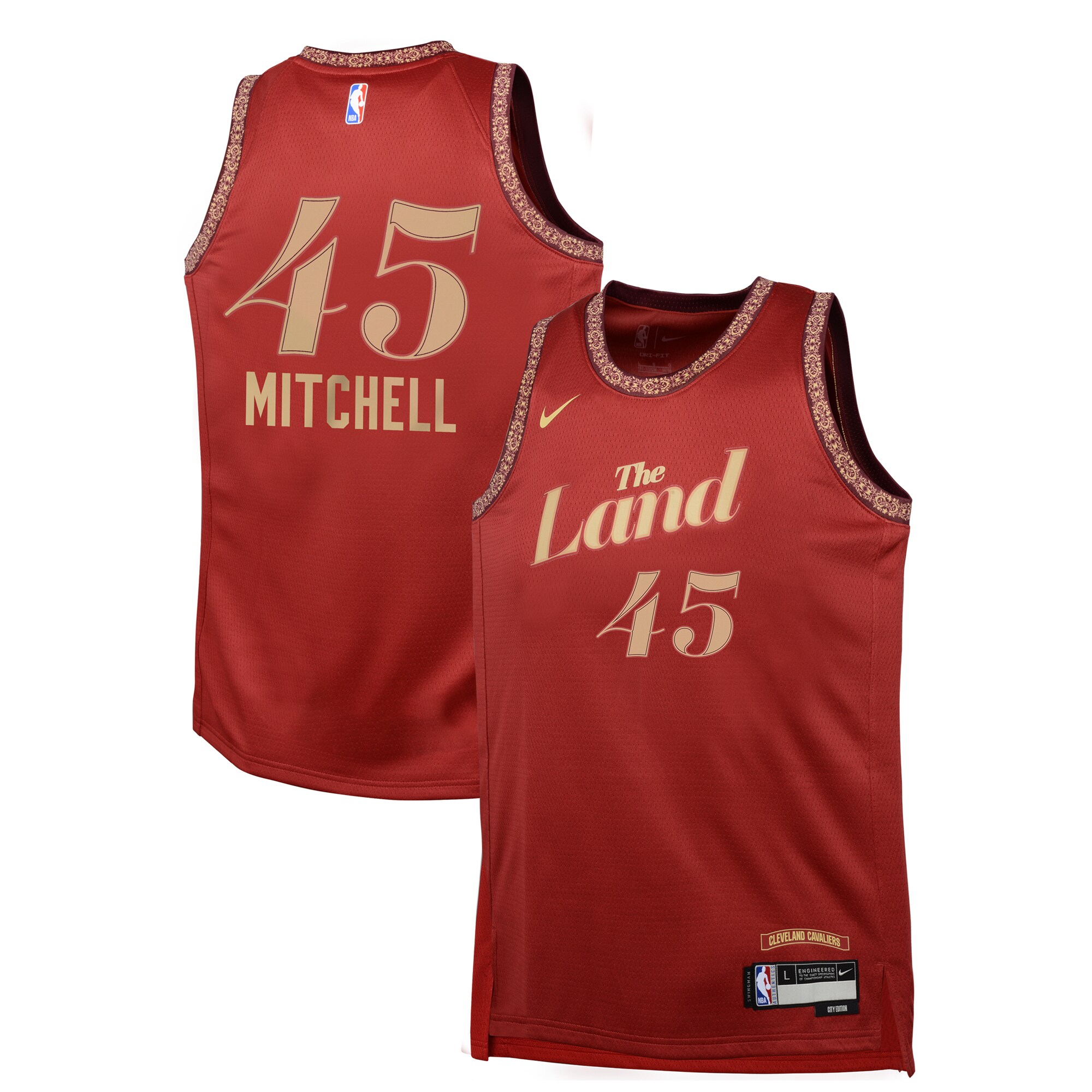 Donovan Mitchell Cleveland Cavaliers Youth Swingman Replica Basketball Jersey - City Edition - Wine