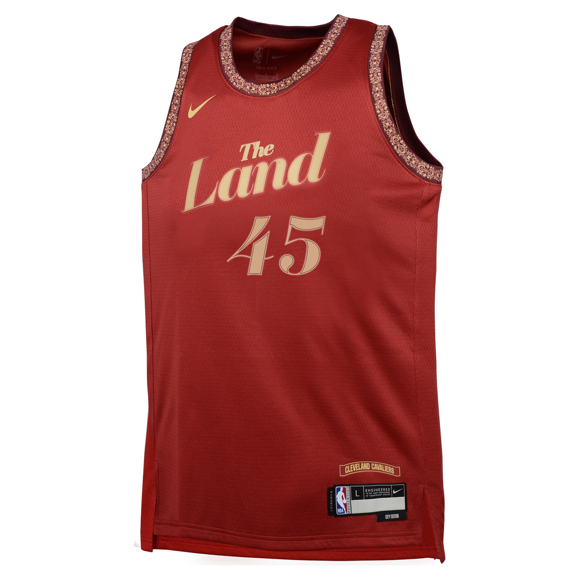 Alternative view of Donovan Mitchell Cleveland Cavaliers Youth Swingman Replica Basketball Jersey - City Edition - Wine