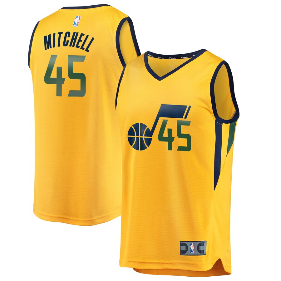 Donovan Mitchell Utah Jazz Fanatics Branded Fast Break Replica Basketball Jersey Gold – Statement Edition