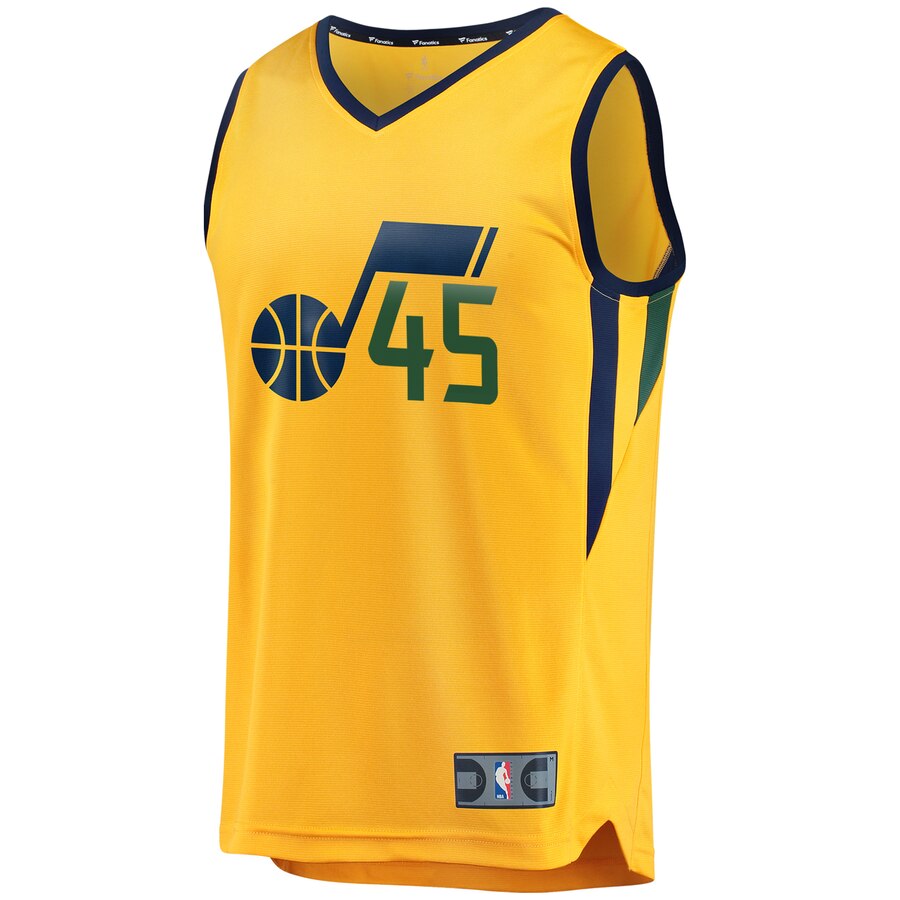 Alternative view of Donovan Mitchell Utah Jazz Fanatics Branded Fast Break Replica Basketball Jersey Gold – Statement Edition