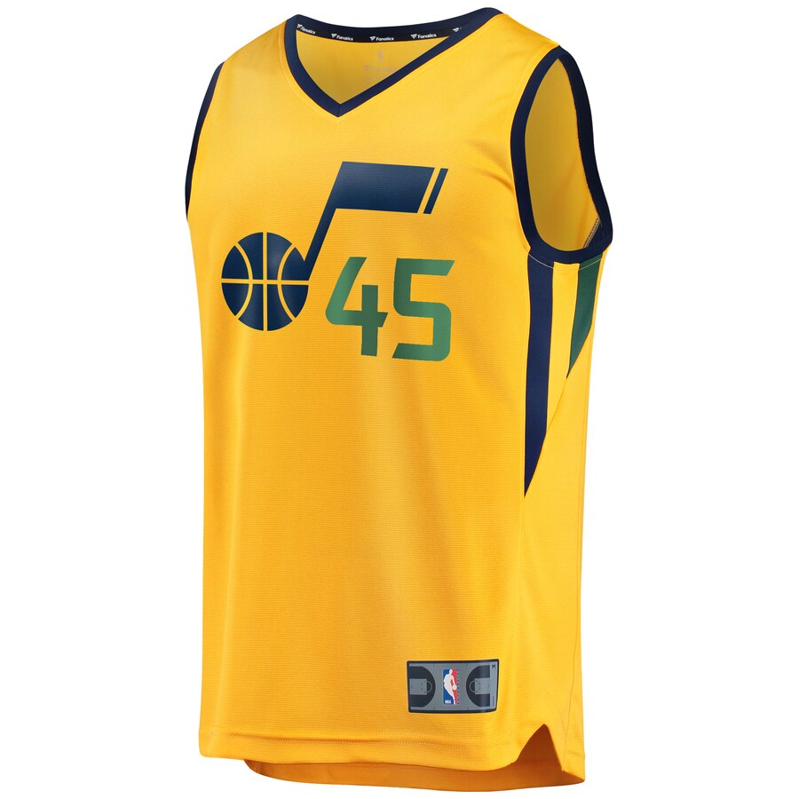 Alternative view of Donovan Mitchell Utah Jazz Fanatics Branded Fast Break Replica Player Basketball Jersey Gold - Statement Edition
