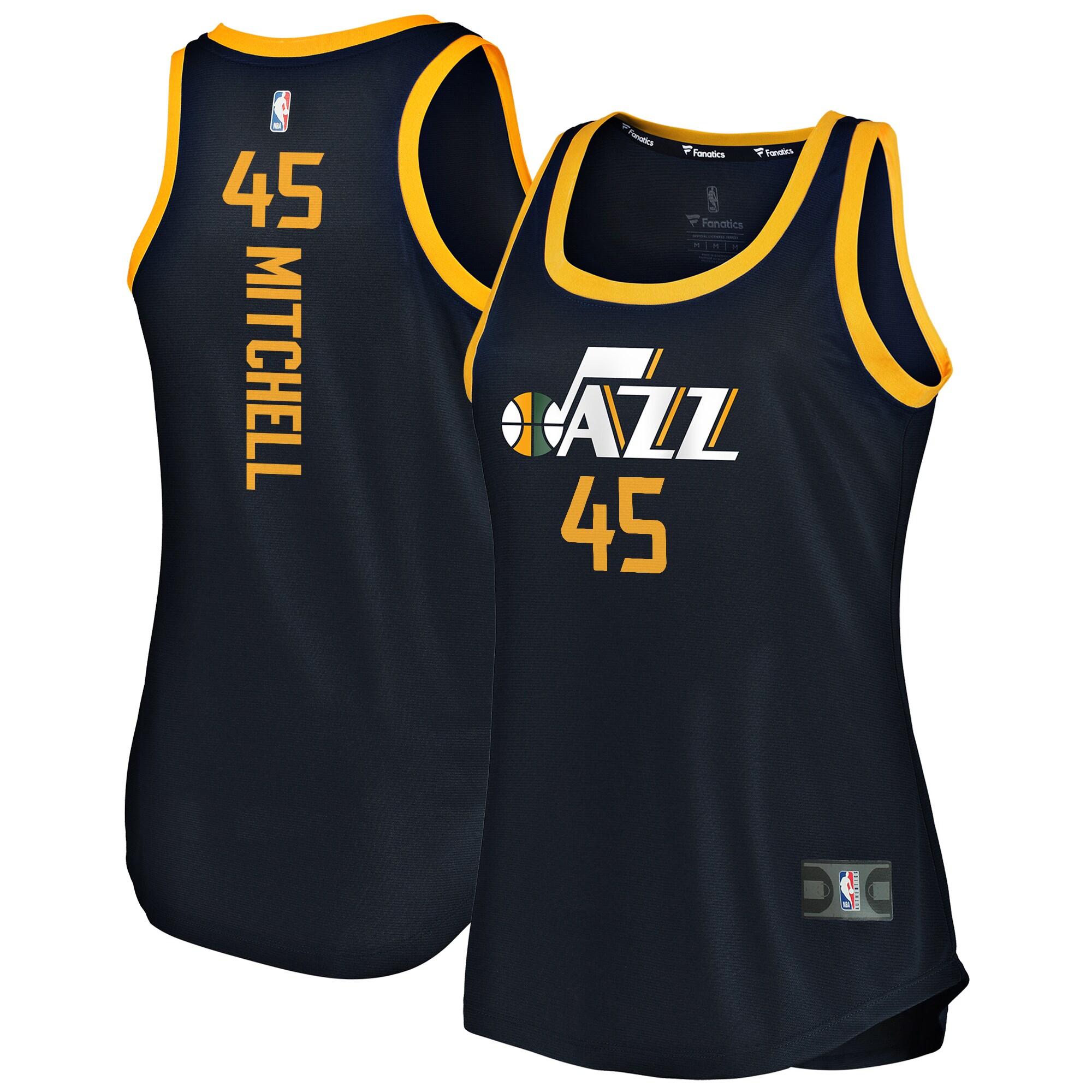 Donovan Mitchell Utah Jazz Fanatics Women's Fast Break Team Tank Basketball Jersey - Icon Edition - Navy
