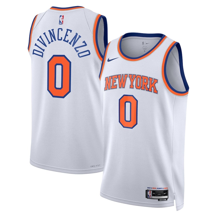 Donte DiVincenzo 0 New York Knicks Unisex Swingman Basketball Jersey - Association Edition - White - JS726 