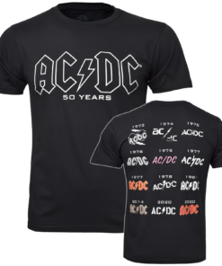 AC DC Logo History T Shirt 50Th Anniversary Fifty Years
