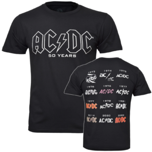 AC DC Logo History T Shirt 50Th Anniversary Fifty Years