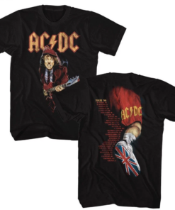 ACDC - Tour 96 - Black Front and Back Print Short Sleeve Solid Adult T-Shirt