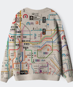 Alternative view of Tokyo Subway Map Ugly Cardigan Sweater