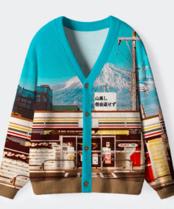 The Mount Fuji Is High Debts Unpaid Ugly Cardigan Sweater