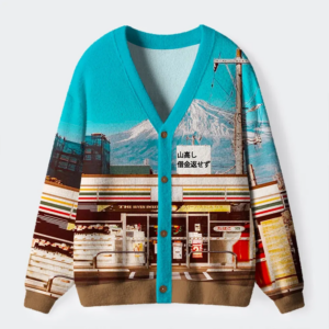 The Mount Fuji Is High Debts Unpaid Ugly Cardigan Sweater