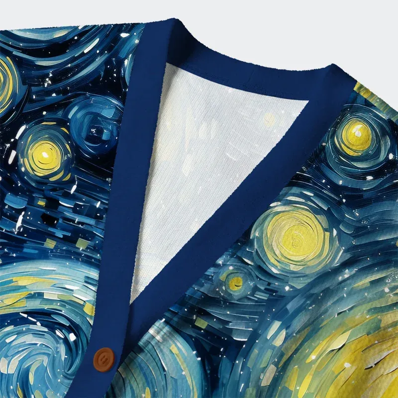 Black Cat Under The Stars Ugly Cardigan Sweater - Image 3