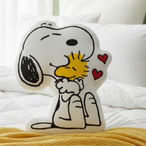 Alternative view of Pea-nuts Snoo-py and Woodstock Love Gallery Wrapped Pillow