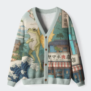 Frog With Wings Ugly Cardigan Sweater