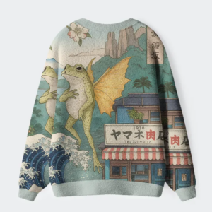 Alternative view of Frog With Wings Ugly Cardigan Sweater