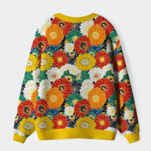 Alternative view of Colorful Chrysanthemums Ugly Cardigan Sweater
