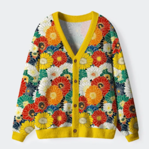 Colorful Chrysanthemums Ugly Cardigan Sweater