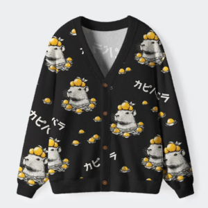 Cute Capybara And Lemon Ugly Cardigan Sweater