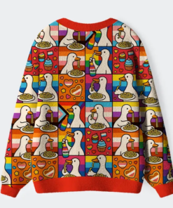 Alternative view of More Spaghetti Less Upsetti Goose Eat Spaghetti Ugly Cardigan Sweater